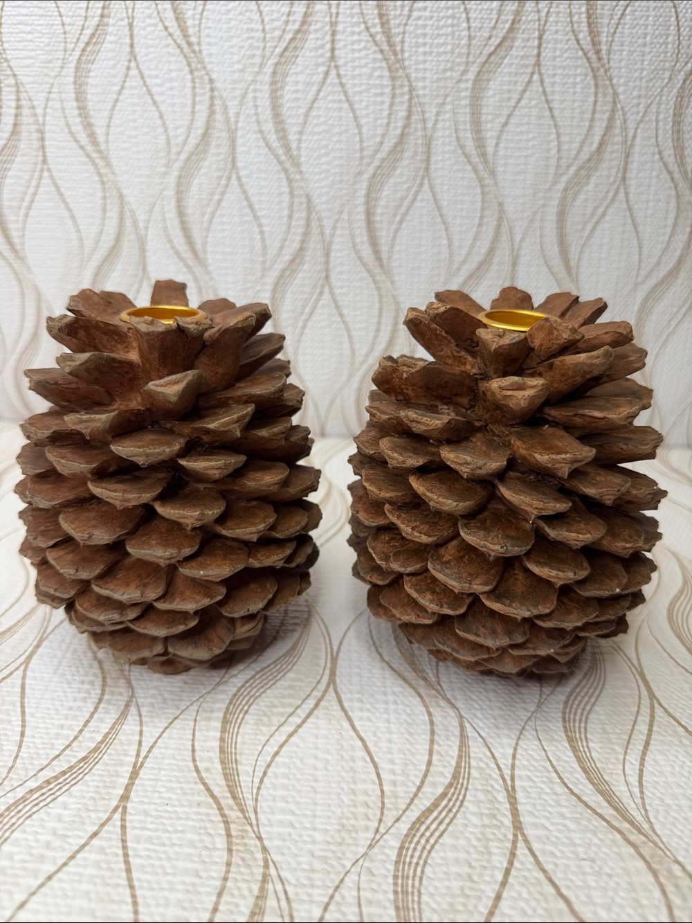 Target Brown Pinecone Candle Holders - Set of 2
